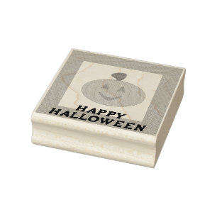 Halloween Pumpkin Wood Art Stamp