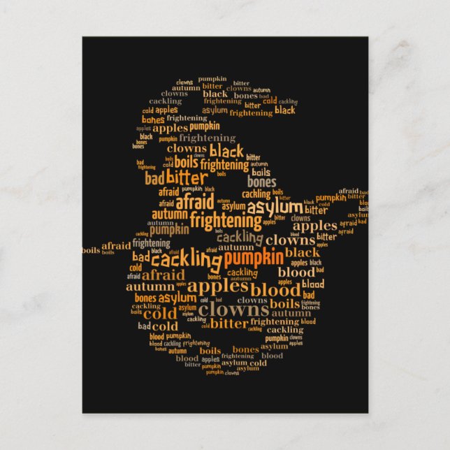 Halloween Pumpkin Word Cloud Postcard (Front)