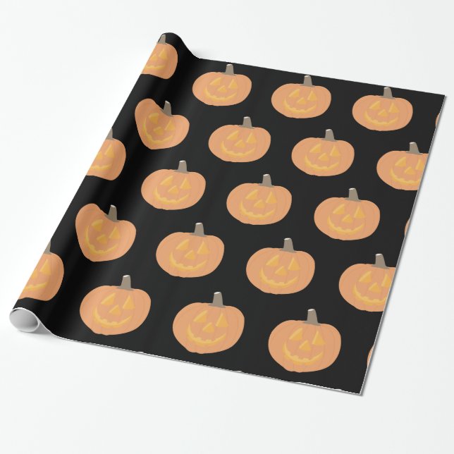 Halloween Pumpkin Wrapping Paper (Unrolled)