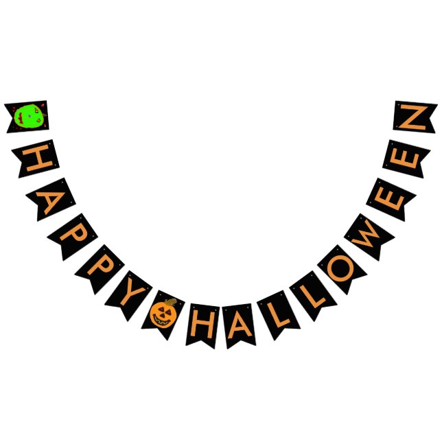 Halloween Pumpkin Zombie Bunting Banner (All)