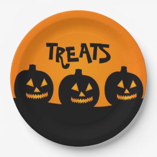 Halloween Pumpkind and Treats Paper Plate