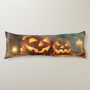 Halloween pumpkins and bats body cushion