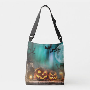 Halloween pumpkins and bats crossbody bag