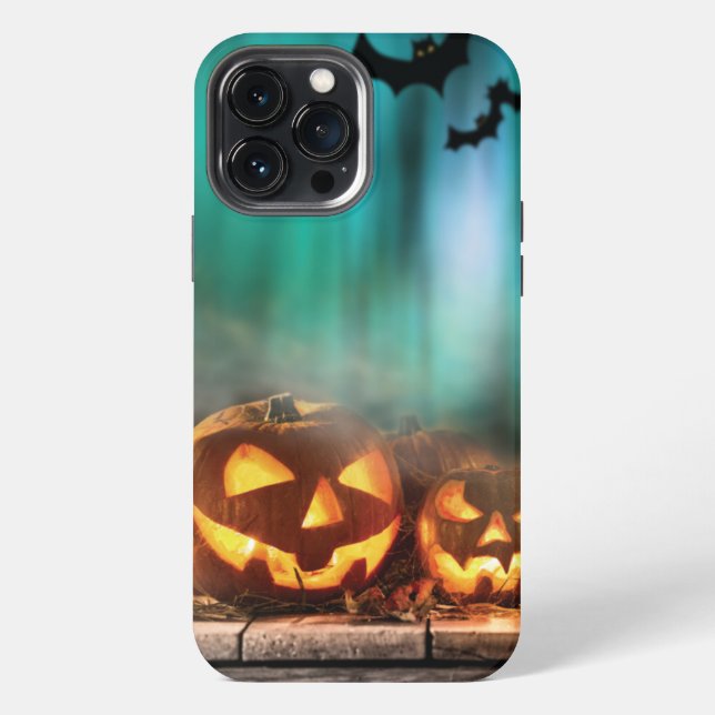 Halloween pumpkins and bats   iPhone case (Back)