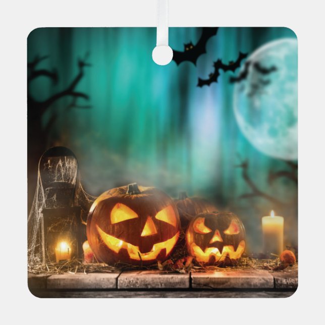 Halloween pumpkins and bats  metal tree decoration (Front)