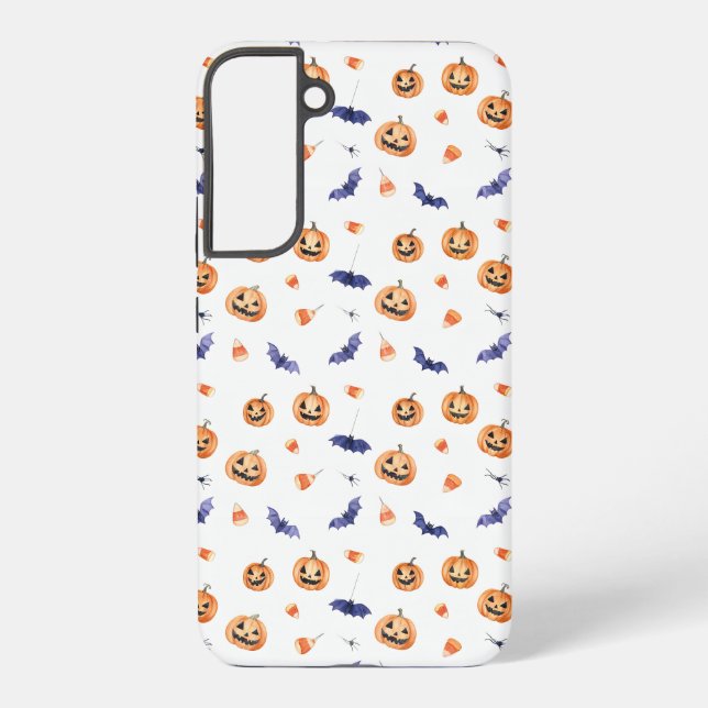 Halloween Pumpkins and Bats Pattern Samsung Galaxy S22+ Case (Back)