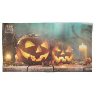 Halloween pumpkins and bats  pillowcase