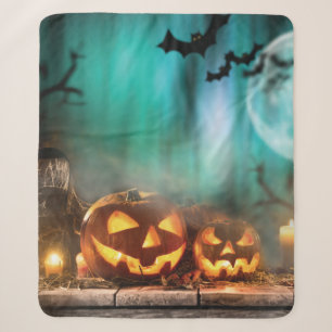 Halloween pumpkins and bats sherpa blanket