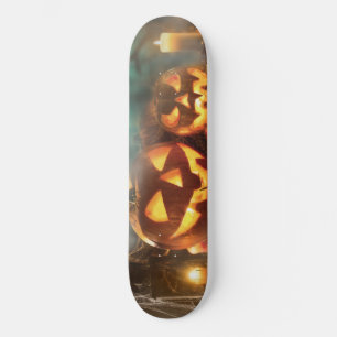 Halloween pumpkins and bats  skateboard