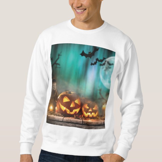 Halloween pumpkins and bats   sweatshirt (Front)