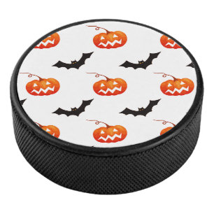 Halloween Pumpkins and Bats, Trick or Treat, Boo Hockey Puck