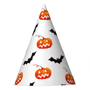 Halloween Pumpkins and Bats, Trick or Treat, Boo Party Hat