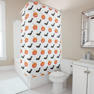 Halloween Pumpkins and Bats, Trick or Treat, Boo Shower Curtain
