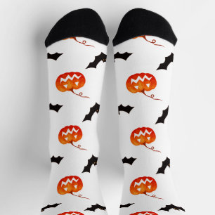 Halloween Pumpkins and Bats, Trick or Treat, Boo Socks