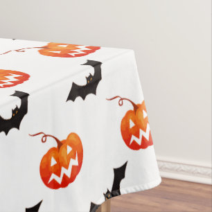 Halloween Pumpkins and Bats, Trick or Treat, Boo Tablecloth