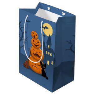 Halloween Pumpkins and Black Cat Medium Gift Bag