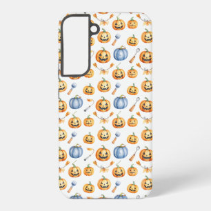 Halloween Pumpkins and Brooms Pattern Samsung Galaxy Case