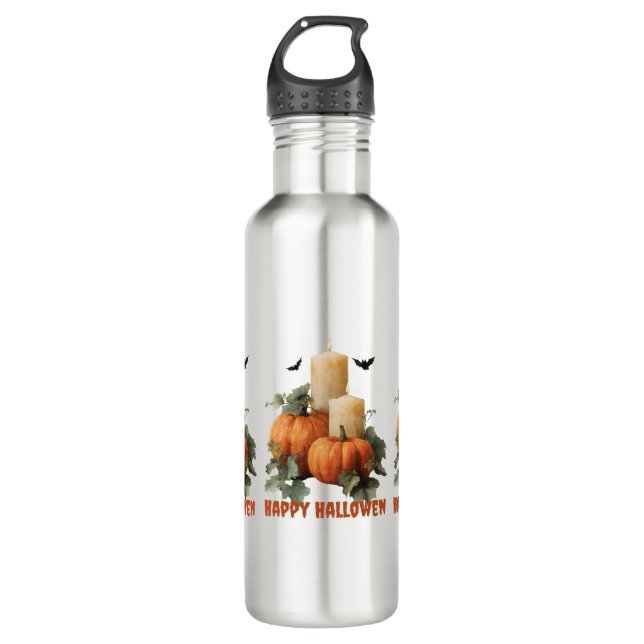 Halloween Pumpkins and Candles Art 710 Ml Water Bottle (Front)