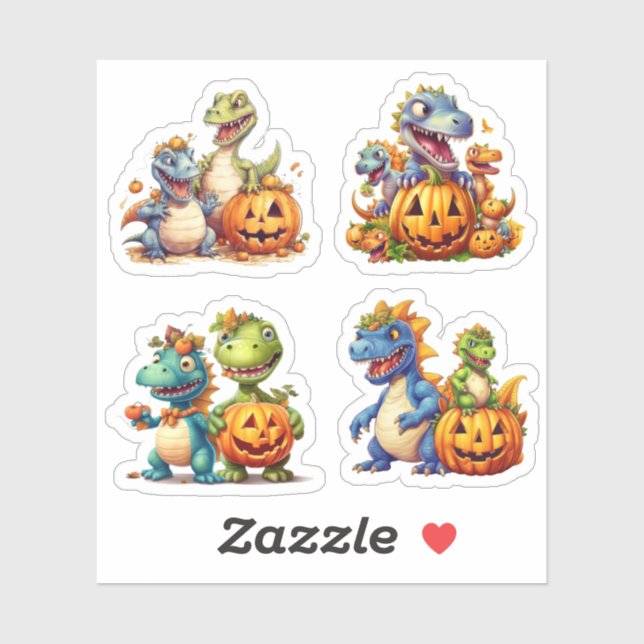 Halloween pumpkins and cute dinosaurs (Sheet)