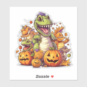 Halloween pumpkins and cute dinosaurs 