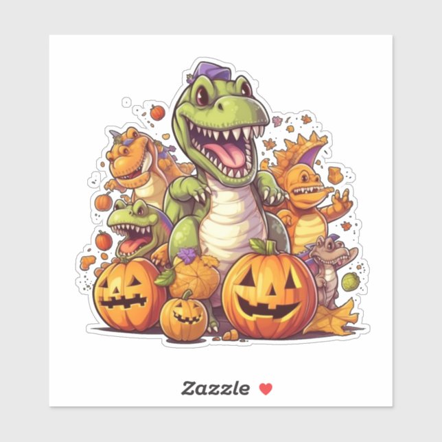 Halloween pumpkins and cute dinosaurs  (Sheet)