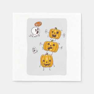Halloween Pumpkins and Ghosts Paper Napkins