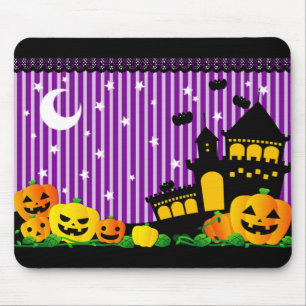 Halloween Pumpkins and Haunted House Mouse Mat