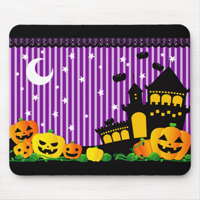 Halloween Pumpkins and Haunted House Mouse Mat (Front)