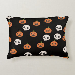 Halloween Pumpkins and Skulls Pattern Decorative Cushion