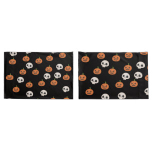 Halloween Pumpkins and Skulls Pattern Pillowcase
