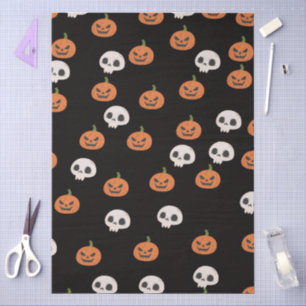 Halloween Pumpkins and Skulls Pattern Tissue Paper