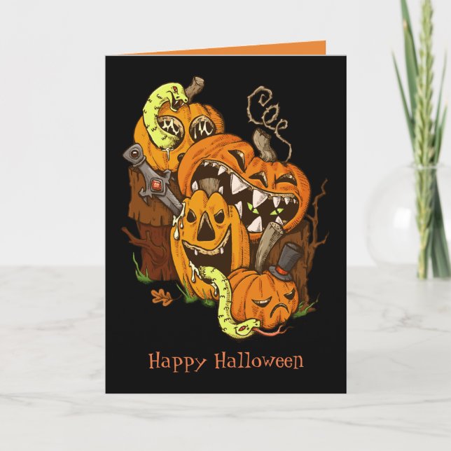Halloween Pumpkins and Snakes Greeting Card (Front)