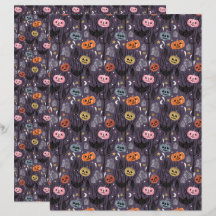 Halloween Pumpkins, and Tombstones Scrapbook Paper