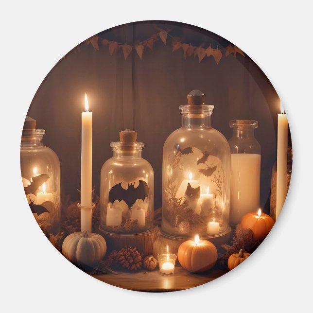 Halloween Pumpkins Bats Cute Spooky Festive Magic Magnet (Front)