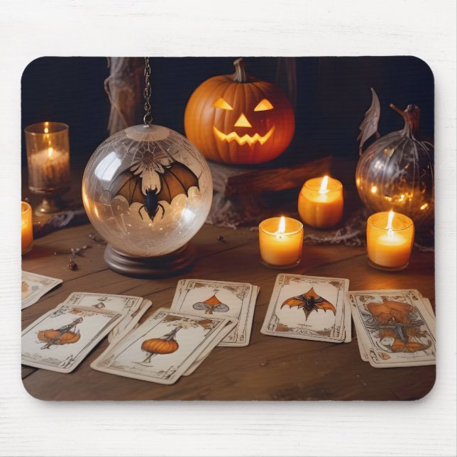 Halloween Pumpkins Bats Cute Spooky Festive Magic Mouse Mat (Front)