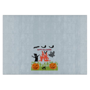 Halloween Pumpkins, Bats, Frightful Tree and Ghost Cutting Board