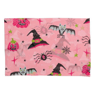 Halloween pumpkins, bats: seamless background. pillowcase