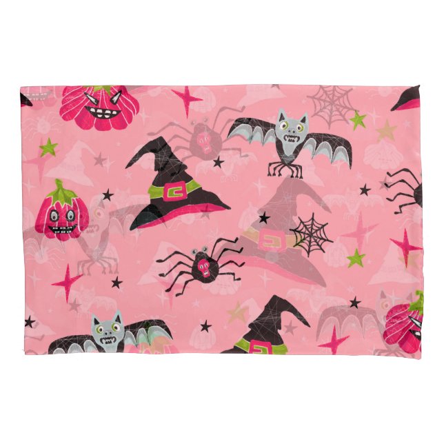 Halloween pumpkins, bats: seamless background. pillowcase (Front)