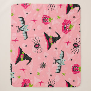 Halloween pumpkins, bats: seamless background. sherpa blanket
