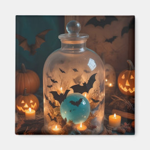 Halloween Pumpkins Candles Cute Spooky Festive Art Magnet