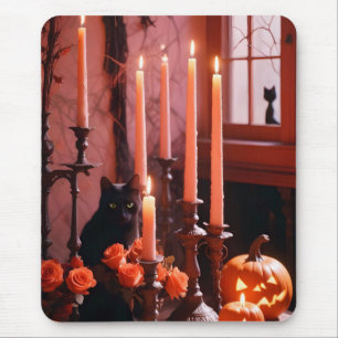 Halloween Pumpkins Candles Cute Spooky Festive Art Mouse Mat