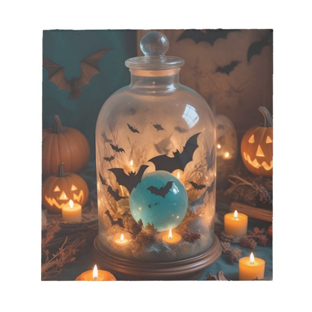 Halloween Pumpkins Candles Cute Spooky Festive Art Notepad (Front)