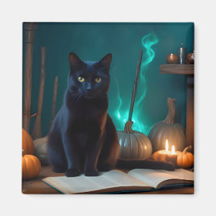 Halloween Pumpkins Cat Cute Spooky Festive Magic Magnet