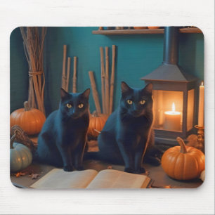 Halloween Pumpkins Cat Cute Spooky Festive Magic Mouse Mat