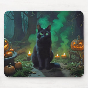 Halloween Pumpkins Cat Cute Spooky Festive Magic Mouse Mat