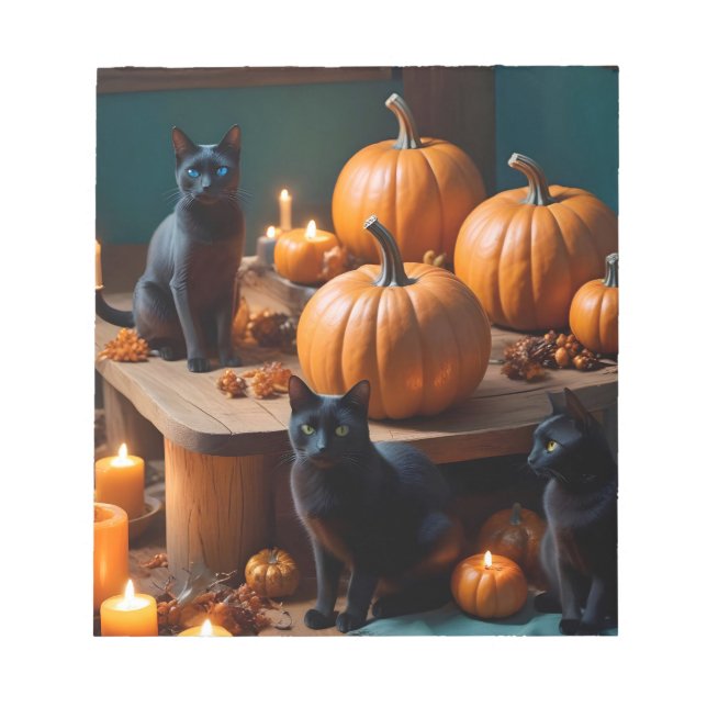 Halloween Pumpkins Cat Cute Spooky Festive Magic Notepad (Front)
