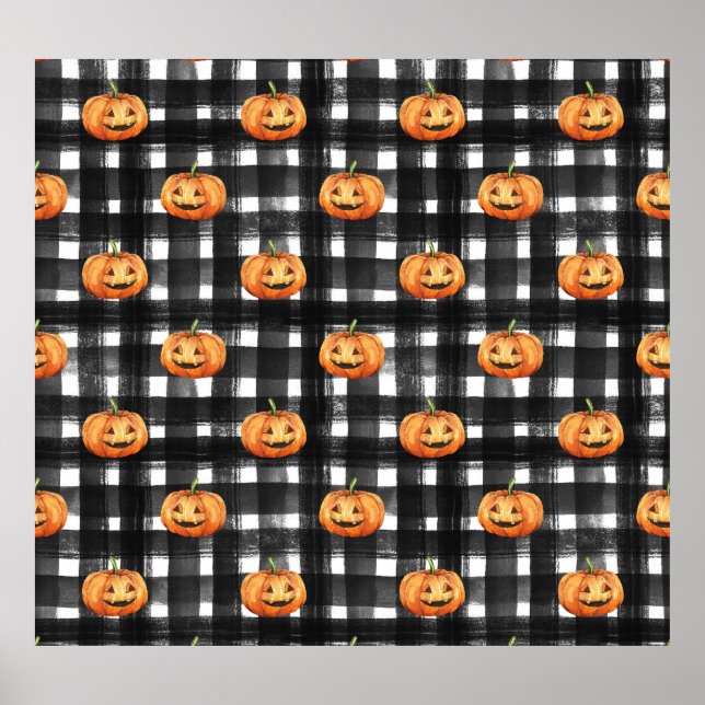 Halloween Pumpkins: Chequered Charm. Poster (Front)
