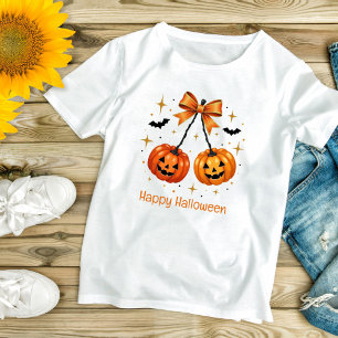 Halloween Pumpkins Coquette Aesthetic Orange Bow T-Shirt