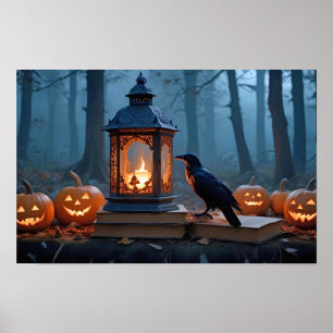 Halloween Pumpkins Crow Cute Spooky Festive Magic Poster