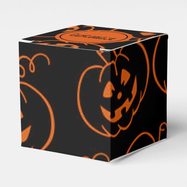 Halloween Pumpkins  Cube Favour Box (Front Side)